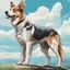 Placeholder: Draw an lineal illustration of a dog, ultra quality, detailed, 8k, full body, clear sky with clouds