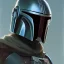 Placeholder: portrait of a mandalorian bounty hunter from star wars expanded universe by greg rutkowski, highly detailed portrait, digital painting, artstation, concept art, smooth, sharp foccus ilustration, soft silverblue colors