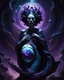 Placeholder: concept, dark void in abdomen, pregnant,cosmic theme, surrealism, detailed anatomy, shadows and highlights, eerie atmosphere, digital art, high resolution, deep space colors, black, purple, blue, glowing elements, dramatic lighting, imaginative interpretation.