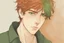 Placeholder: Young man with messy auburn hair and green eyes