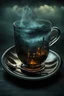 Placeholder: dark Storm inside a glass teacup, random background with dark colors and pale blur lights, sinister, ethereal fantasy hyperdetailed, mist, surreal, crepy stunning