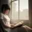 Placeholder: Study girl read a book in by the window, movie, real photo realistic, unreal engine, cinematic lighting --ar 1:1 creative