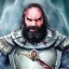 Placeholder: dungeons and dragons, fantasy, dwarf, dark priest, full plate armour, ironclad, dark silvery metal, dark red glow, watercolour, large strokes, distinct face, portrait, head