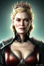 Placeholder: Cersei Lannister as evil queen in black leather, busty, cleavage, curvy, lena headay, angry, stern look. character design by cory loftis, fenghua zhong, ryohei hase, ismail inceoglu and ruan jia. unreal engine 5, artistic lighting, highly detailed, photorealistic, fantasy