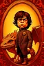 Placeholder: A portrait of an odd but strangely beautiful yet odd little humanoid creature named Herve Villechaize in the role of "Tyrion Lannister" from "Game of Thrones" with a dragon in the background Modifiers: very cute Norman Rockwell style of Bobby Chiu style of Chris Ryniak