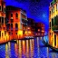 Placeholder: Dibujo al oleo de Venecia de noche estilo Vincent van Gogh