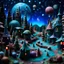 Placeholder: Detailed creepy landscape made of modeling clay, village, stars and planets, Roger Dean, naïve, Tim Burton, strong texture, Ernst Haekel, extreme detail, Max Ernst, decal, rich moody colors, sparkles, bokeh, odd