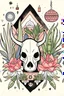 Placeholder: Gemstones, bull skull and house plants graphic