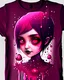 Placeholder: A detailed illustration darkred slime Goth girl, t-shirt design, pastel tetradic colors, 3D vector art, cute and quirky, fantasy art, watercolor effect, bokeh,