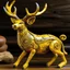 Placeholder: A golden yellow sound elemental reindeer designed in Australian aboriginal art painted by Gustave Courbet