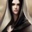 Placeholder: a _ fantasy _ style _ portrait _ painting _ of beautiful white female black silky hair short head smirk round face hood robe rpg dnd oil _ painting _ unreal _ 5 _ daz. _ rpg _ portrait _ extremely _ detailed _ artgerm _ greg _ rutkowski _ greg