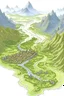 Placeholder: карты фентезийной местности города Арберанг, свергу город Твердоград, снизу горы, слева река идущая к морю на север