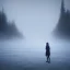 Placeholder: photograph, hyperreal, lost, feeling, person, biped, winter landscape, ice field, crystals, surreal, dreamlike, foggy