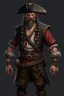 Placeholder: ,make a ugly human but very realistic. Make it wearing a pirate dress standing by the ship stern