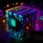 Placeholder: darker vivid colors Blockchain blockhain blocks not arrange in cube