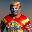 Placeholder: Realistic image of Donald trump wrestler, Mexican wrestling style, Mexican wrestling mask for eyes, red and blue breeches, glow us flag dress, suspenders, retro style, 80s, vibrant color, highly detailed, sky background, concept art, unreal engine 5, god rays, ray tracing, RTX, lumen lighting, ultra detail, volumetric lighting, 3d, finely drawn, high definition, high resolution.