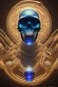 Placeholder: A glass headed skull with sapphire eys wearing a futuristic uniform, 8k resolution concept art portrait by Greg Rutkowski, Artgerm, WLOP, Alphonse Mucha Boris Vallejo H.R. Giger dynamic lighting hyperdetailed intricately detailed Splash art trending on Artstation vivid colors Unreal Engine 5 volumetric lighting