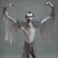 Placeholder: a vampire with arms outstretched viewed from the side photorealistic