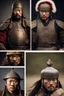 Placeholder: Close-up of a warrior the 1200s and a Mongol warriors portrait , strong athletic build cinematographic photo