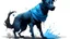 Placeholder: fantasy illustration: vicious black dog in blue torn pants