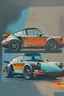 Placeholder: porsche 911 in the retro art style of erik nitsche