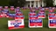 Placeholder: trump 2024 campaign signs all over lawn