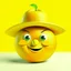 Placeholder: A lemon has eyes, legs, nose, and mouth, and it is smiling, cute, and beautiful, wearing a hat.