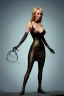 Placeholder: Brandi Love in black leather gown, evil, busty, cleavage, curvy, angry, happy, stern look. character design by cory loftis, fenghua zhong, ryohei hase, ismail inceoglu and ruan jia. unreal engine 5, artistic lighting, highly detailed, photorealistic, fantasy