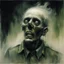 Placeholder: Ghostly apparitional anguished Zombie spirit of a WWI soldier by Stephen Gammell, dramatic, impressionism, drab green and black color scheme, memento mori