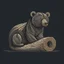 Placeholder: combine textured log with shape of a bear, graphic style minimalistic clean