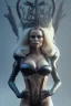 Placeholder: Pamela Anderson as evil queen in black leather, leather, busty, cleavage, angry, stern look. character design by cory loftis, fenghua zhong, ryohei hase, ismail inceoglu and ruan jia. unreal engine 5, artistic lighting, highly detailed, photorealistic, fantasy