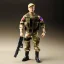 Placeholder: G.i. Joe toy camouflage khaki doll Donald Trump orangeface with boots full body in package high resolution 2019, in a box with gun