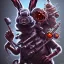 Placeholder: Bug bunny personnage cartoon style zombie iron maiden joue guitare,yeux rouges injecté sang 4k détail ultra Fibonacci