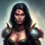 Placeholder: fantasy setting, dark-skinned woman, indian, green and black hair