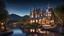 Placeholder: beautiful house, perfect architecture, style Antoni Gaudi, rural environment, night, stars, volumetric lighting, trees, river, distant mountains, award-winning photograph, photorealism, superb details, light and shade, beautiful composition, arts-and-crafts, attractive, peaceful, exquisite