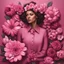 Placeholder: Hyper Realistic women-empowerment with pink-flowers & maroon-pink-textured background