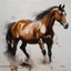 Placeholder: Masterpiece, best quality, oil painting, Henry Asencio style, Horse portrait, white background with some splatters, rule of thirds