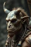 Placeholder: beast Primitive, rugged features, with ritualistic tattoos, markings, or natural adornments like bone or wood. They could have versions of animal-like traits or clothing made from intergalactic resources.