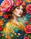 Placeholder: ideal image optimization, the best lush cartier roses result, Create stunning summer flowers art combining Gustav Klimt's intricate style with Pierre-Auguste Renoir's vibrant brushstrokes. Use alcohol ink splatter for dynamic elements. Aim for hyper-detailed super realism in 8K, with bright neon colors and gold accents, capturing a radiant summer day. Add an Art Nouveau aesthetic to enhance elegance and sophistication of this award-winning Masterpiece.