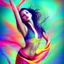 Placeholder: Revolution, dream of freedom, hope, colorful dancer, woman, digital art