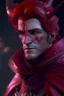 Placeholder: dnd character art of a red tiefling male wizard. high resolution cgi, 4k, short flush curved horns, tiny rounded ears, unreal engine 6, high detail, cinematic.