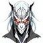 Placeholder: Logo silver skinned anime Dragman cyberpunk with dragon mask in his eyes