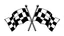 Placeholder: 2 checkered finishing flags crossed like the corvette logo , black and white vector