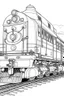 Placeholder: Outline art for coloring page OF 1944 TOY TRAIN, coloring page, white background, Sketch style, only use outline, clean line art, white background, no shadows, no shading, no color, clear