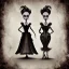 Placeholder: extrem tim burton style of the evil stepsisters, sharp focus