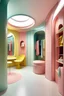 Placeholder: Design the interior of the Fashion Boutique's dressing room in a surprising and whimsical way using curved lines