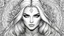 Placeholder: winter, (Emma Frost:1.1), up close face, black and white, (center), hand drawn, cartoon coloring page, easy to color, clean line art, mandala, high detailed, no background, mandala, white, black, coloring book, sketchbook, realistic sketch, free lines, on paper, character sheet, 8k