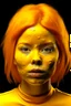 Placeholder: Girl face with yellow rubber effect in all image with orange sponge hair