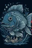 Placeholder: A ilustration of FISH, middle ground design, t-shirt design, no black ground, vector, 4k