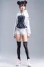 Placeholder: a cute full body shot of anime adult lady wearing sport clothes standing